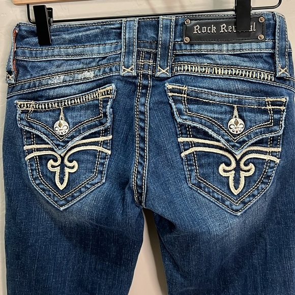 Vintage Rock Revival Jeans Women’s Size 25 Gwen Boot Distressed Buckle Y2K Blue - Picture 8 of 16